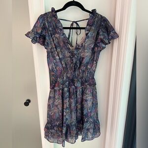 Rebecca Taylor floral and metallic dress, size small